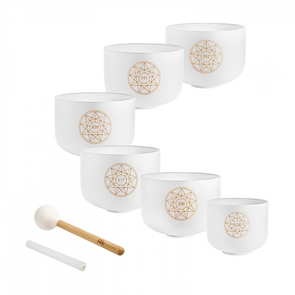 Meinl SOLCSBSET Sonic Energy Solfeggio Crystal Singing Bowl klankschalen set